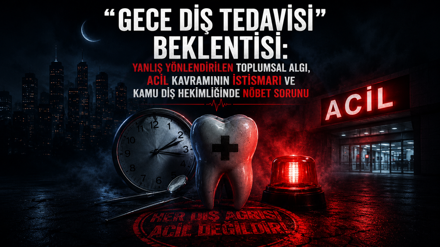 “GECE DİŞ TEDAVİSİ” BEKLENTİSİ:  YANLIŞ YÖNLENDİRİLEN TOPLUMSAL ALGI,  ACİL KAVRAMININ İSTİSMARI VE  KAMU DİŞ HEKİMLİĞİNDE NÖBET SORUNU