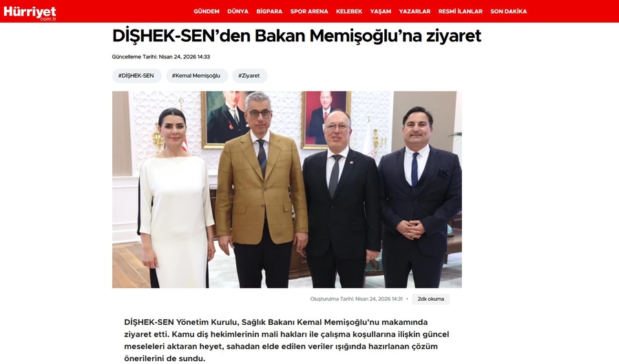Diş Hekimliği Sendikası' nın Sağlık Bakanımızla Görüşmesi Adından Söz Ettirmeye Devam Ediyor